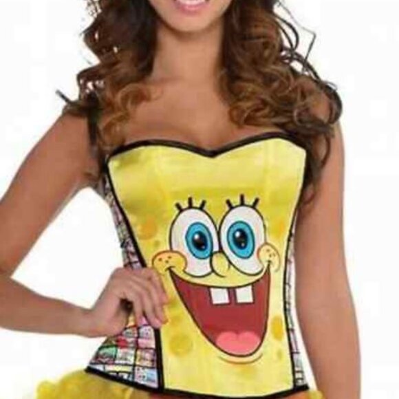 SpongeBob SquarePants Corset Bustier Halloween Costume Cosplay Adult NWT - Picture 1 of 9